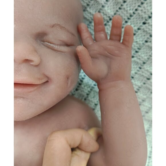 6.82lbs Full Body Platinum Silicone Reborn Baby Boy Doll 45cm Sleeping Newborn - Picture 9 of 16